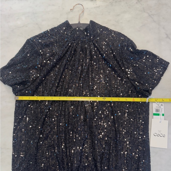 CeCe Black Sequin Blouse - Picture 9 of 10